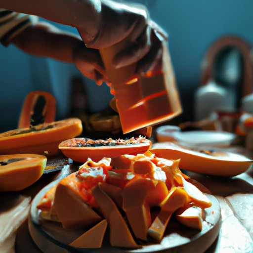 Slicing and Serving Papaya as a Fresh Fruit Salad