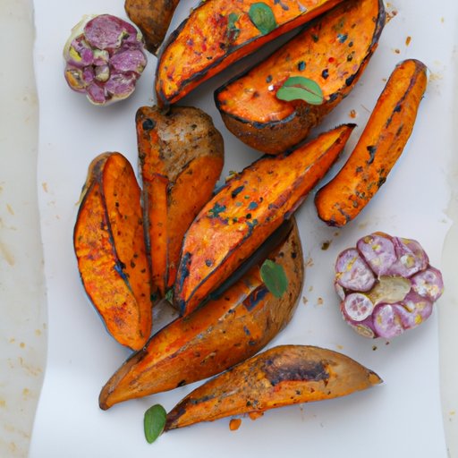 Roasted Garlic and Herb Sweet Potato Wedges