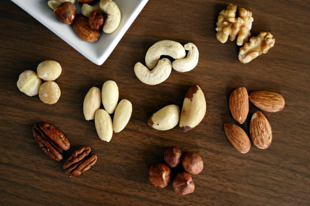 Different kind of nuts to get protein without meat